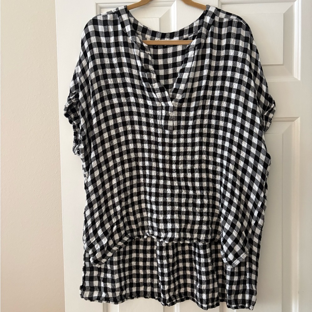 Jane and Delancey Black and White Checkered Blouse